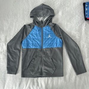 Jordan Gray and Blue Puffer Jacket with Sporty Design